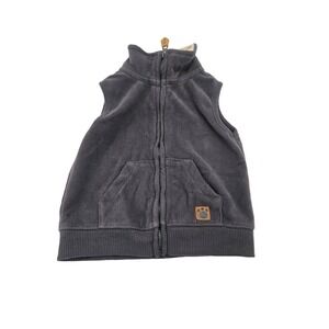 Carter's 18M Gray Fleece Vest Zip Up Sleeveless Sherpa Lined Teddy Bear Patch‎